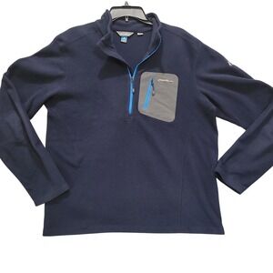 Eddie Bauer First Ascent Pullover Fleece Jacket Mens‎ Large Blue Quarter Zip